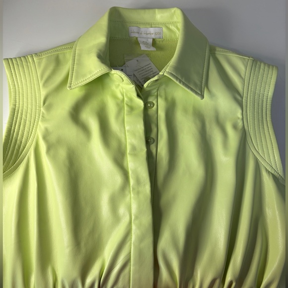 NWT - House of Harlow Acid Green Vegan Leather Dress - Picture 2 of 6